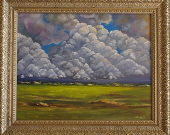 Cloudy Sky Painting, Original Oil Painting, Sky Painting, Landscape Painting