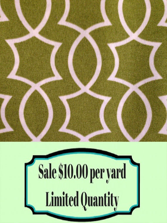 FABRIC SALE Green and White Geometric Outdoor by ShopMyFabrics