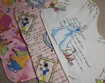 Disney Princess Burp Cloth / Contoured / Minky / Baby Shower Gift / Cinderella / Snow White / Belle / Rapunzel / Tiana / Sleeping Beauty