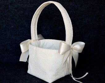 Ivory Lace Wedding Flower Girl Basket