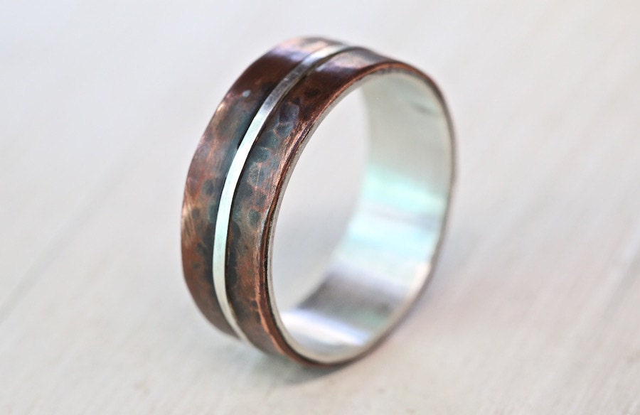 Mens Wedding Band Patina Copper Antler & by StagHeadDesigns