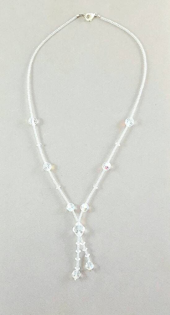 Crystal beaded necklace Clear vintage by TheRusticBohoChic