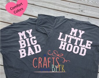 My Big Bad My Little Hood Shirt! Monogrammed Pocket tee! Comfort Colors!
