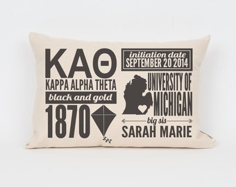 Kappa Alpha Theta Custom Sorority Facts Pillow // Greek Letter Pillow // Big Little Gift // Sorority Letters // Sorority Gift // Dorm Decor