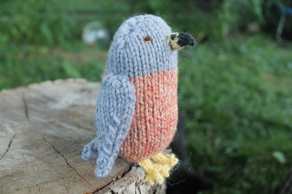 plush bird knit toy bird of prey stuffed by NooniesKnitcycling