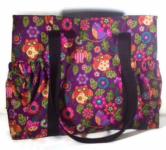 Purple owls tote Owl purse Owl bag purple carry on owl