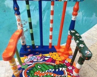 Sold. Sports Team Rocking chair, Kids rocking chair hand painted rocking chair