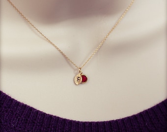 Birthstone personalized necklace initial mothers necklace charm birthstone necklace mom grandmother kids children jewelry birth stone /321