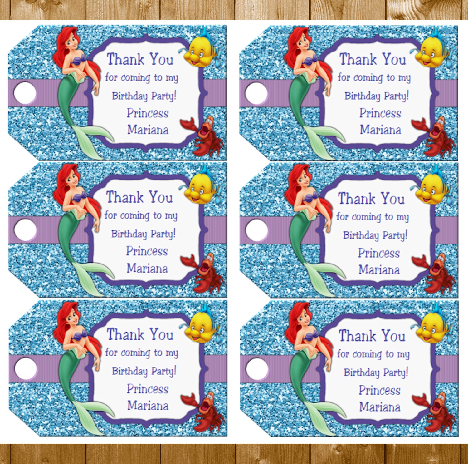 little mermaid favor tags ariel birthday party favor tags