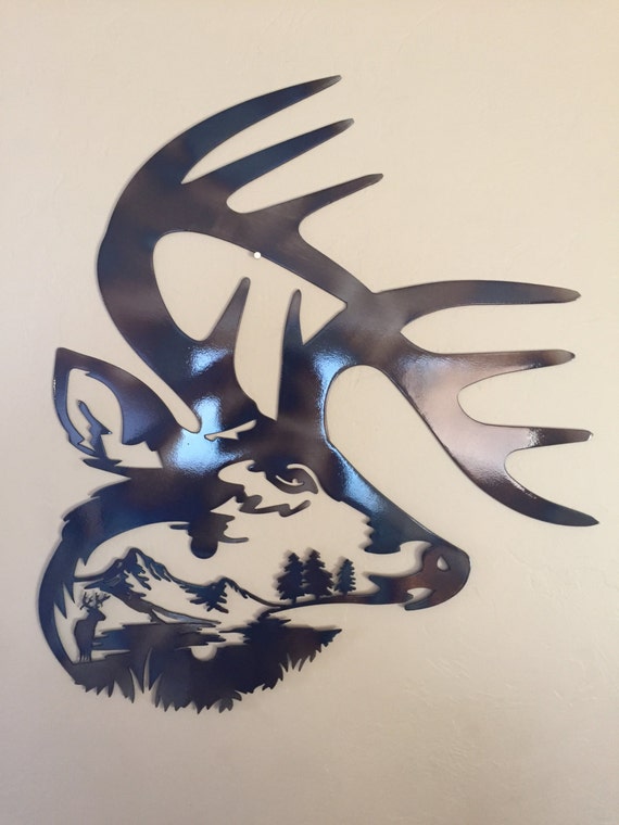 Deer Head Scene Metal Wall Art Decor by Cre8iveMetalDesigns