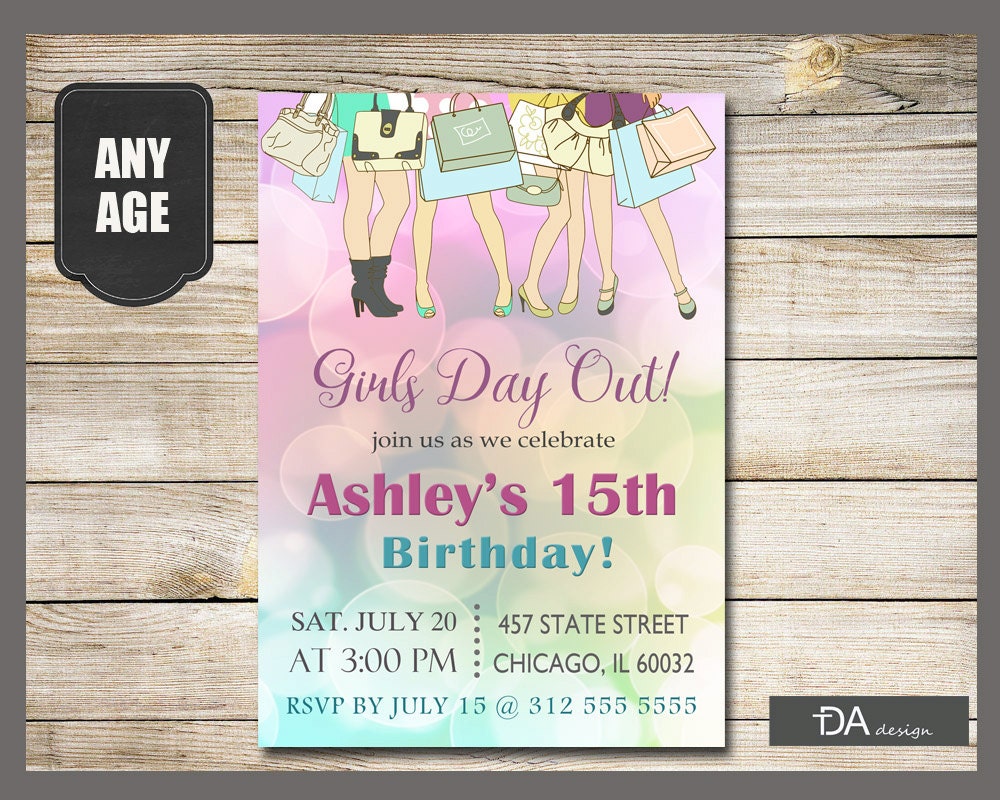 Girls Day Out Birthday Invitation Girls Day Out Invitation