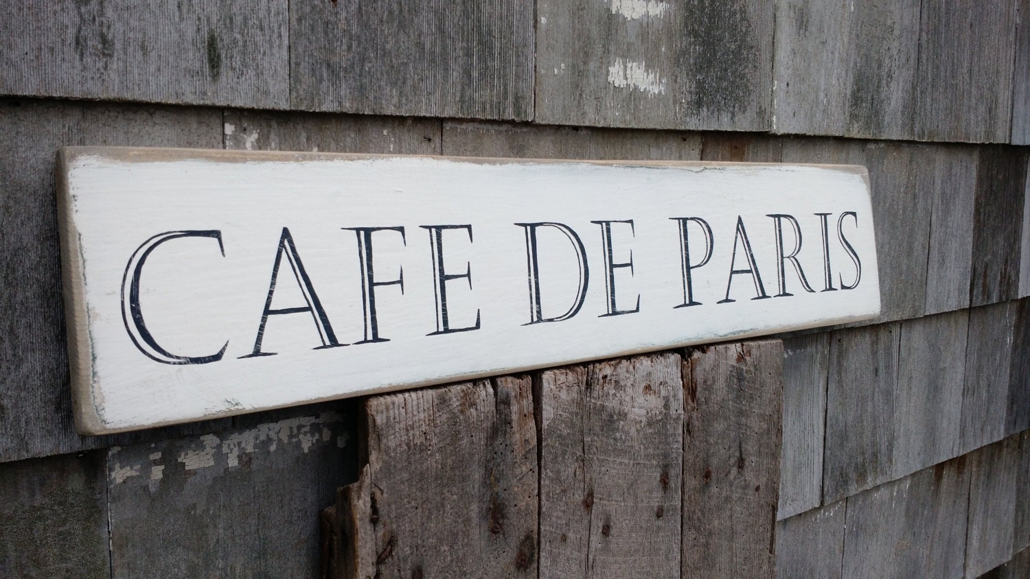  Cafe  de  Paris  french sign  on reclaimed pine wood hand painted