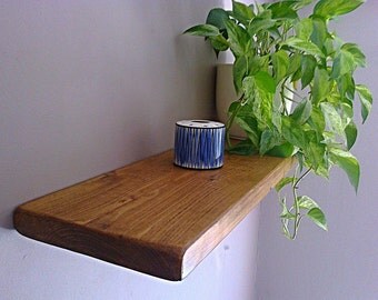 Floating Shelves, Wooden Shelves, Wall Shelf - English Oak Wax - ** FREE UK DELIVERY **