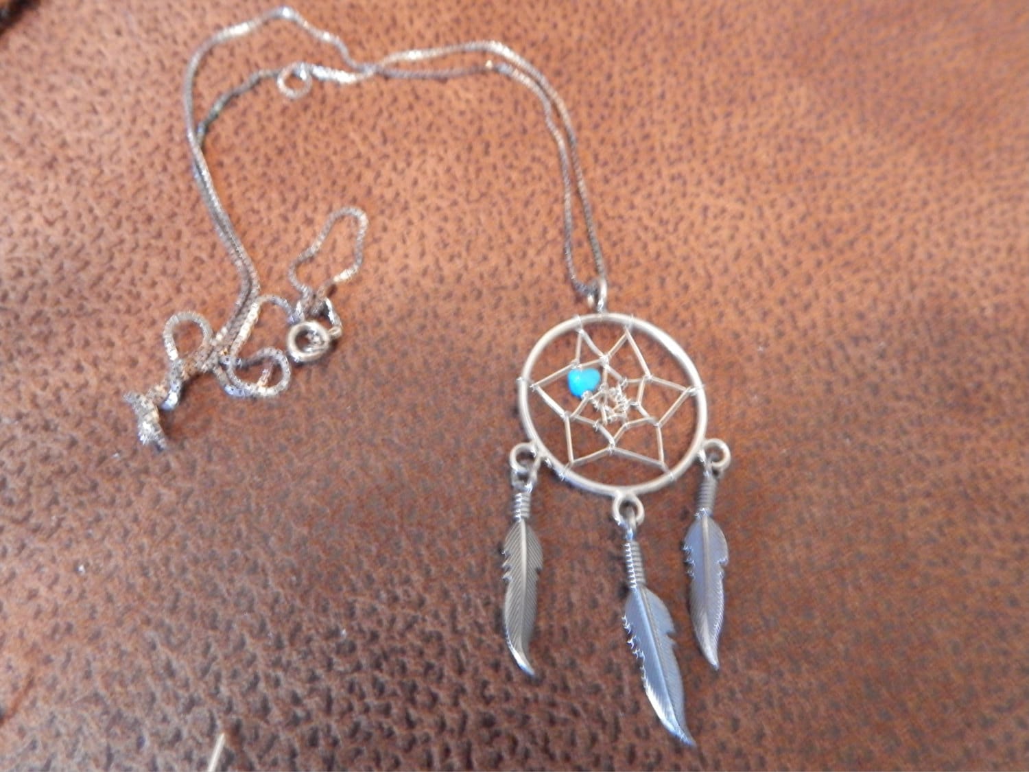 Dream Catcher necklace sterling silver Navajo jewelry Native