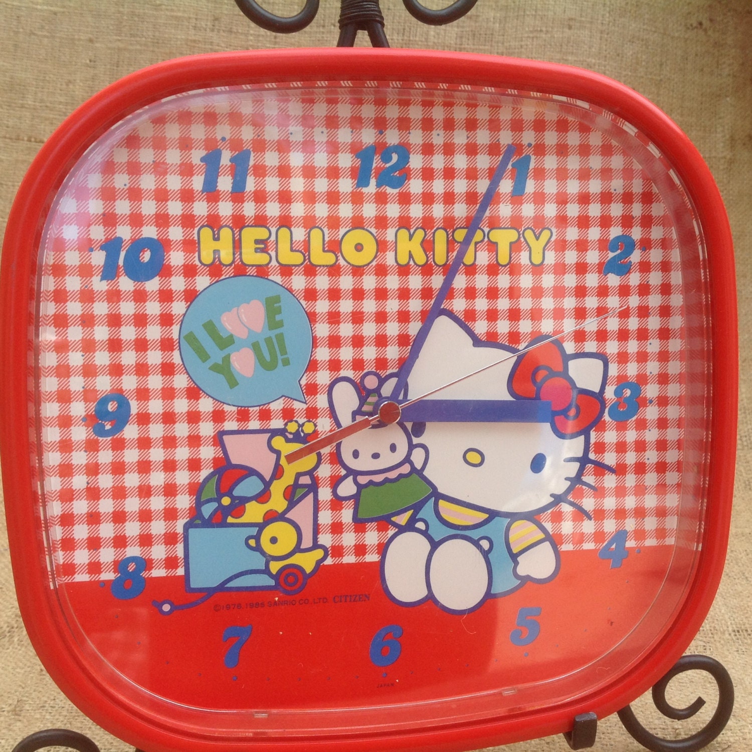 Hello Kitty Wall Clock Red Vintage