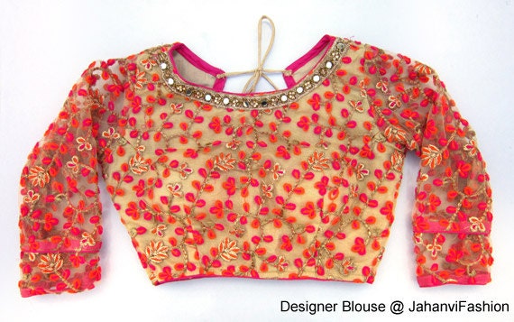 Designer embroidery blouse with pink and by JahanviFashionShop