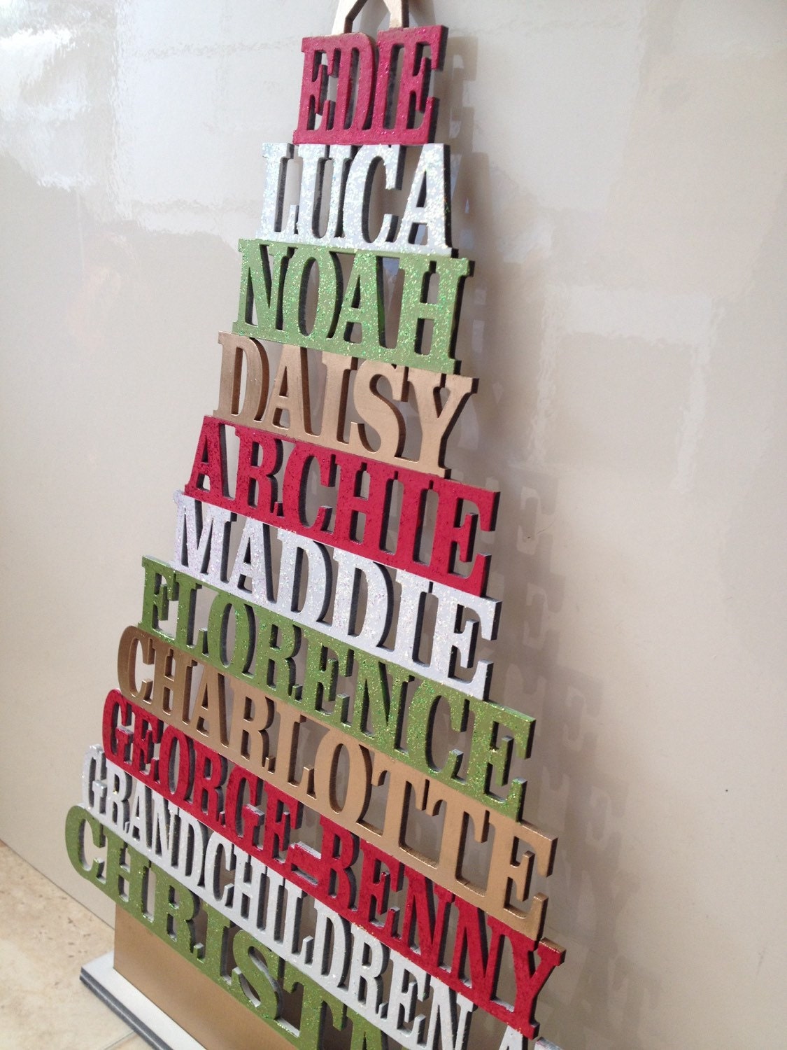 Christmas tree personalised laser cut names
