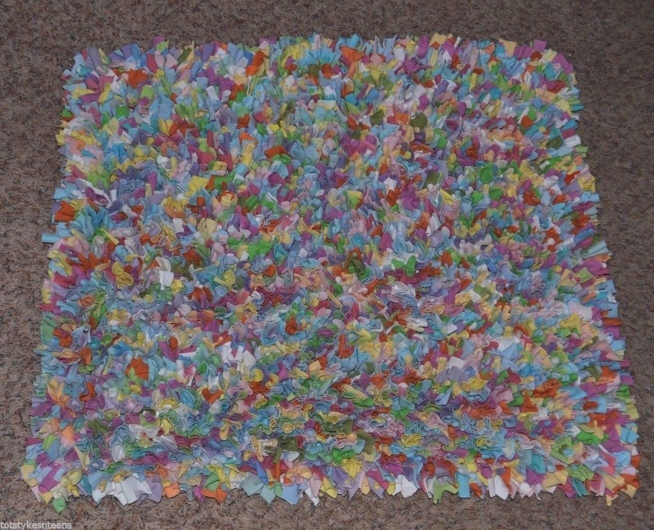 Decorative Shag Rug Multi Colored Pastel Colorful Rectangular
