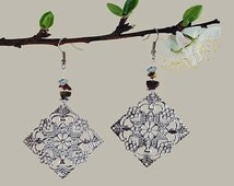 Boucles D'oreilles Puces Art Déco En Or 18k Avec Rubis Sertis étoilés - Vintage Circa 1940