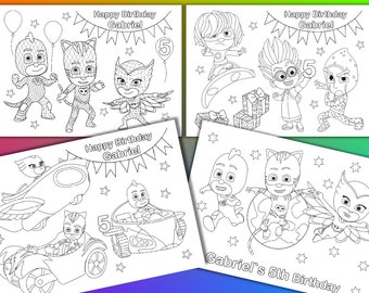 PJ Masks coloring pages, PJ Masks Birthday Party Favor, PDF file