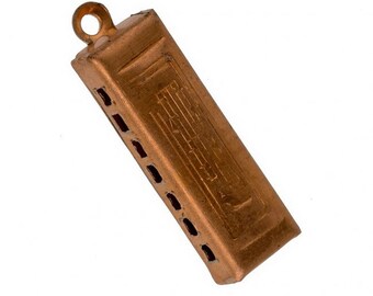 Vintage harmonica charm. 25x8mm Pkg. of 1. b9-0676(e)