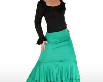 ELEGANT FRILL SKIRT - Available as both skirt and dress! Various colours. Professional Flamenco Skirt, Dance Performance Costume, Dance Show