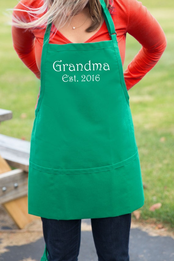 Grandma apron. Personalized apron with pockets. Pregnancy