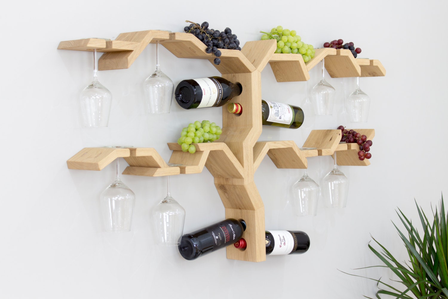 Oak Wall Mounted Wine Rack Solid Oak Wine Rack Grapevine