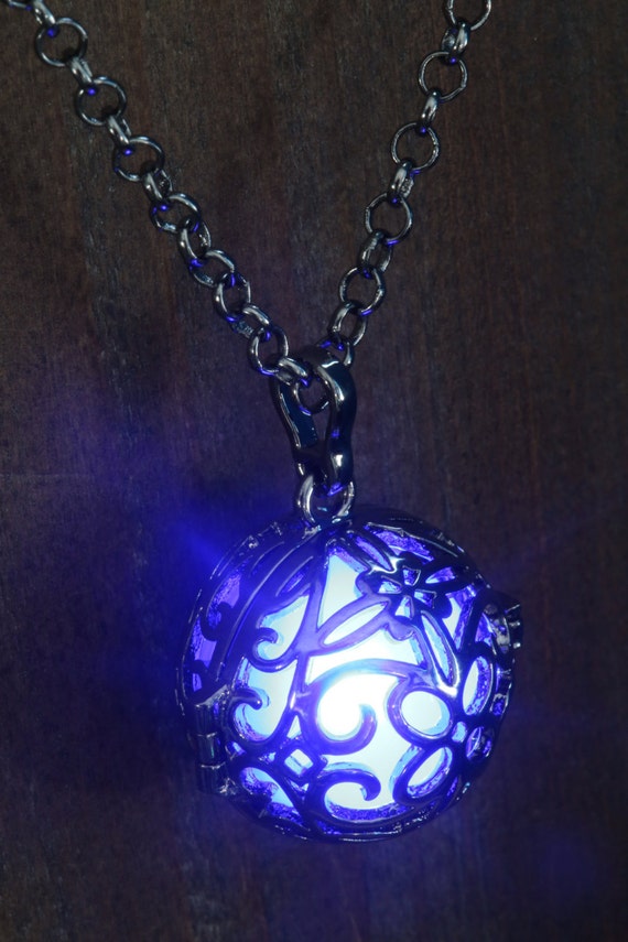 Blue Glowing Orb Pendant Necklace Infinity Stones Locket