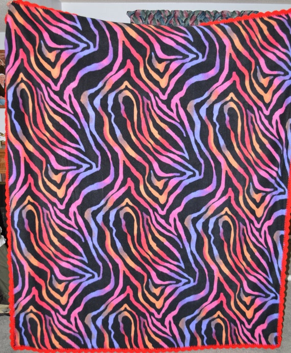 Multi-colored Zebra Print Fleece Blanket