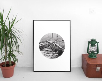 70% OFF SALE Black and White Retro Rails Poster, Retro print Rails Photography, Black and White Retro Photography, Retro Decor Wall art 8...