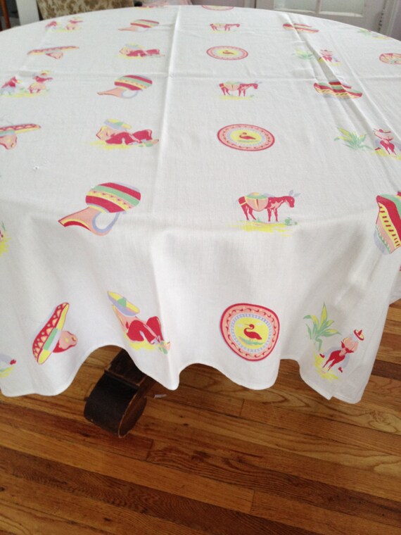 Items similar to Tablecloth Fiesta Vintage Fifties Fiestaware