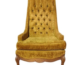 Hollywood Regency Tufted Throne Armchair