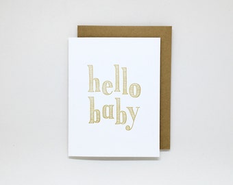Letterpress Baby Card: Hello Baby // newborn card, welcome baby card, new parents card, expecting parents