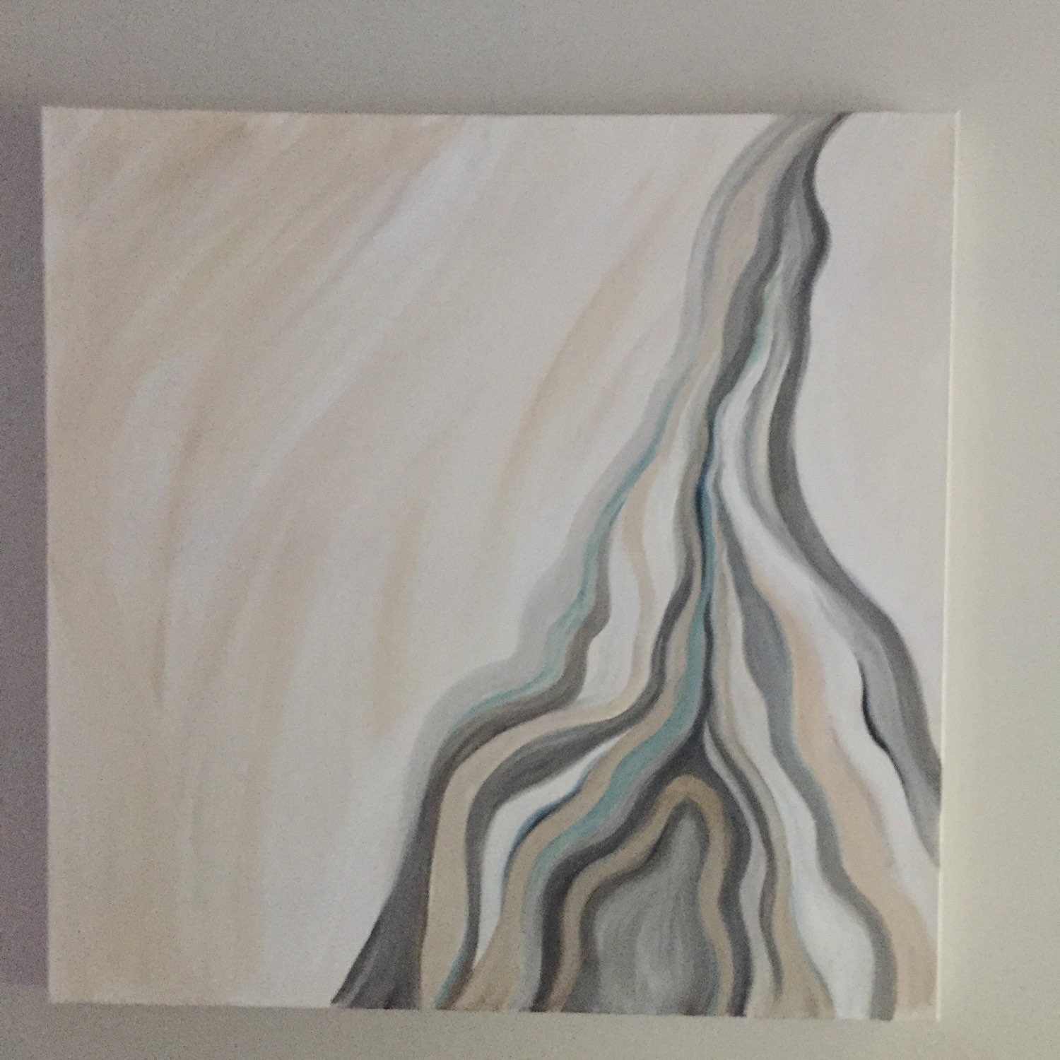 Large original abstract painting. Gray cream white