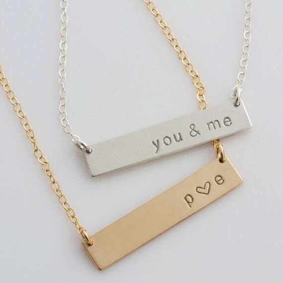 Personalized Bar Necklace Personalized by LEILAjewelryshop on Etsy