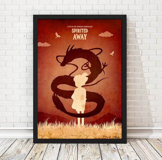 Vintage Spirited Away Hayao Miyazaki Minimalist Poster, Vintage Poster, Minimalist Poster, A3 Print (11.7x16.5 inches)