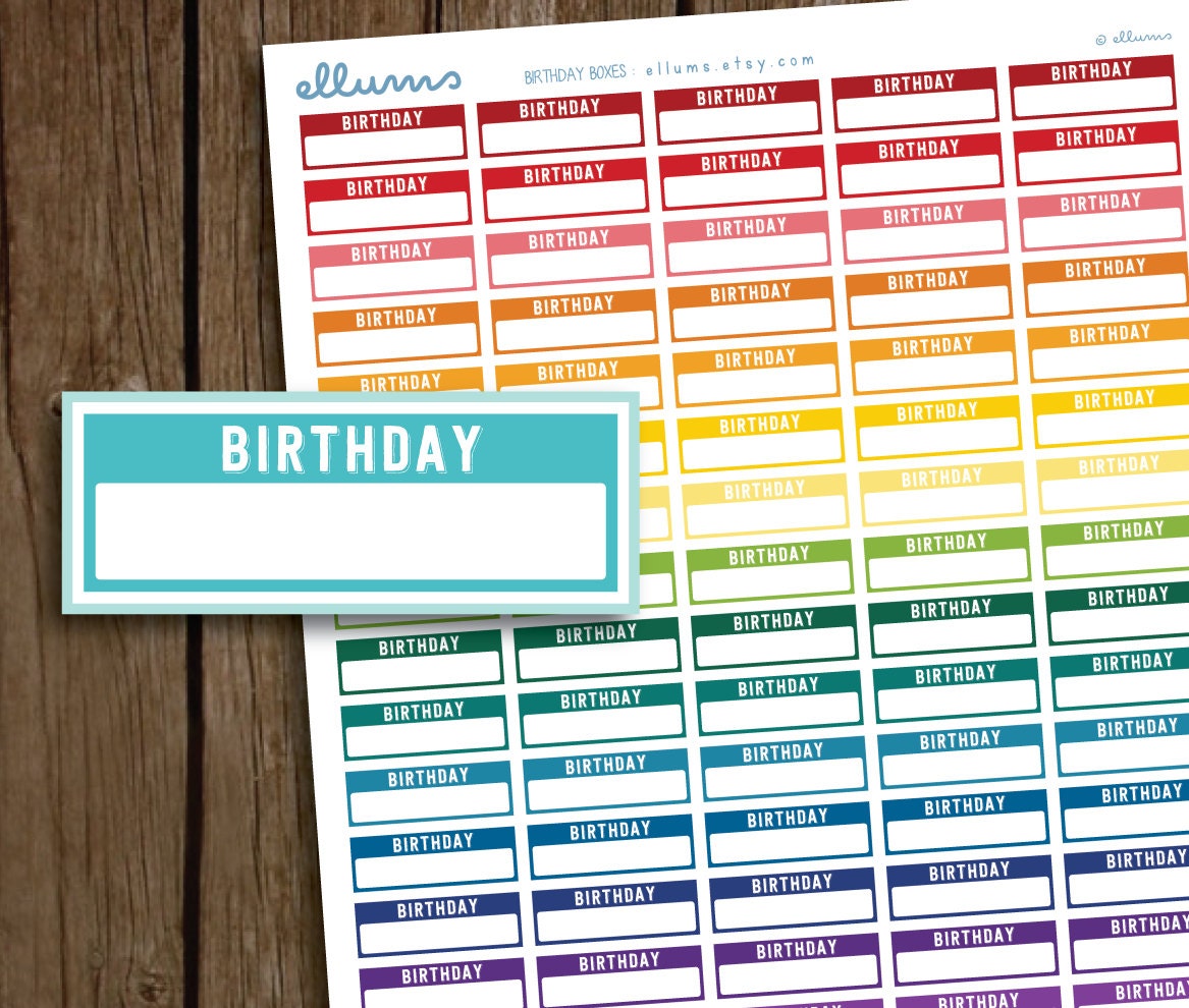 birthday planner stickers printable instant download