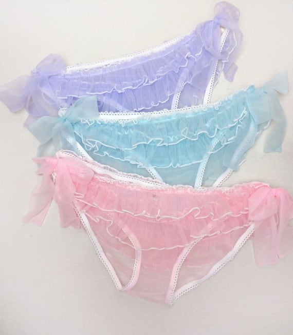 Cute Purple Knickers Frilly Low Rise Panties 10 S  35/36" hips 