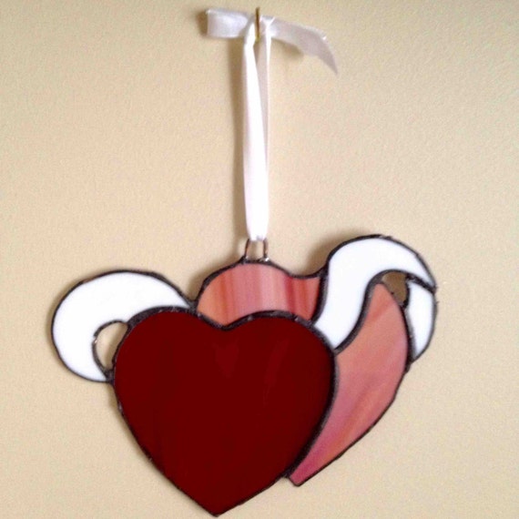 Stained Glass Wedding Hearts Bride and Groom Gift