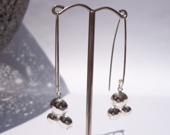 Three Circle Sterling Silver Earrings - Silver Earrings - Sterling Silver Drop Earrings - Silver Dangle Earrings - Paisley Daze Designs