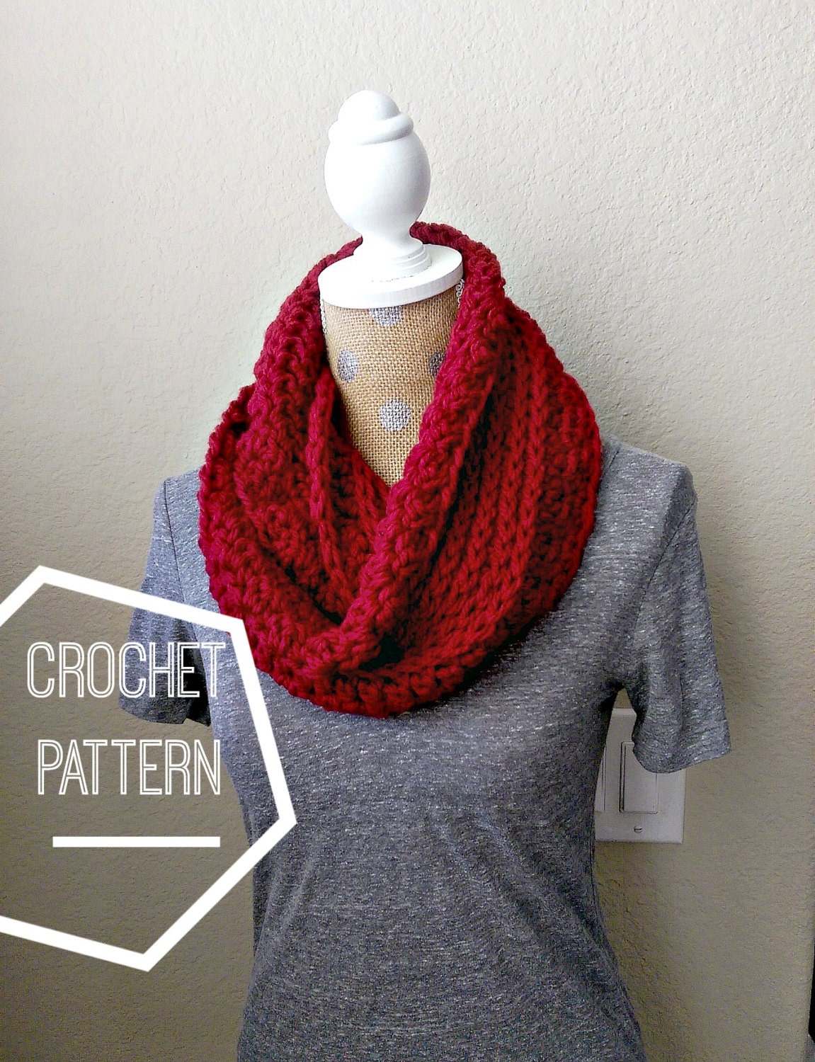 Chunky Ribbed Crochet Scarf Pattern Chunky Infinity Scarf