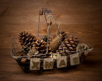 Rustic Wire Basket "XMAS"