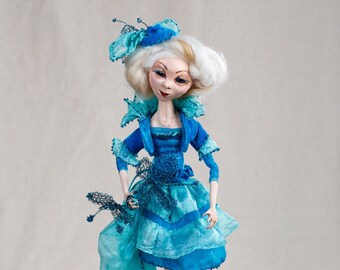 OOAK Fantasy Art Doll Diana, Sculpted Paper Clay Art Doll, Home decoration Art Doll, Collectible Art Doll