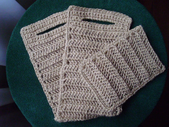 NATURAL Handemade bath/shower SPONGE SET, crochet sponge, 100 % natural jute