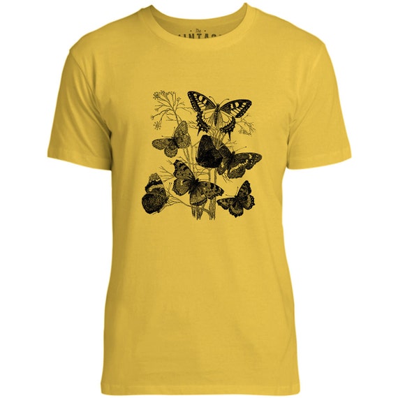 Mintage Vintage Butterfly Engraving Mens Fine Jersey TShirt