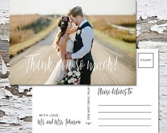 Wedding Thank You Postcard-Thank You Postcard-Mailable-Postcard-Wedding-Thank You-Printed Postcards-Thank You Card-Printable-Postcard