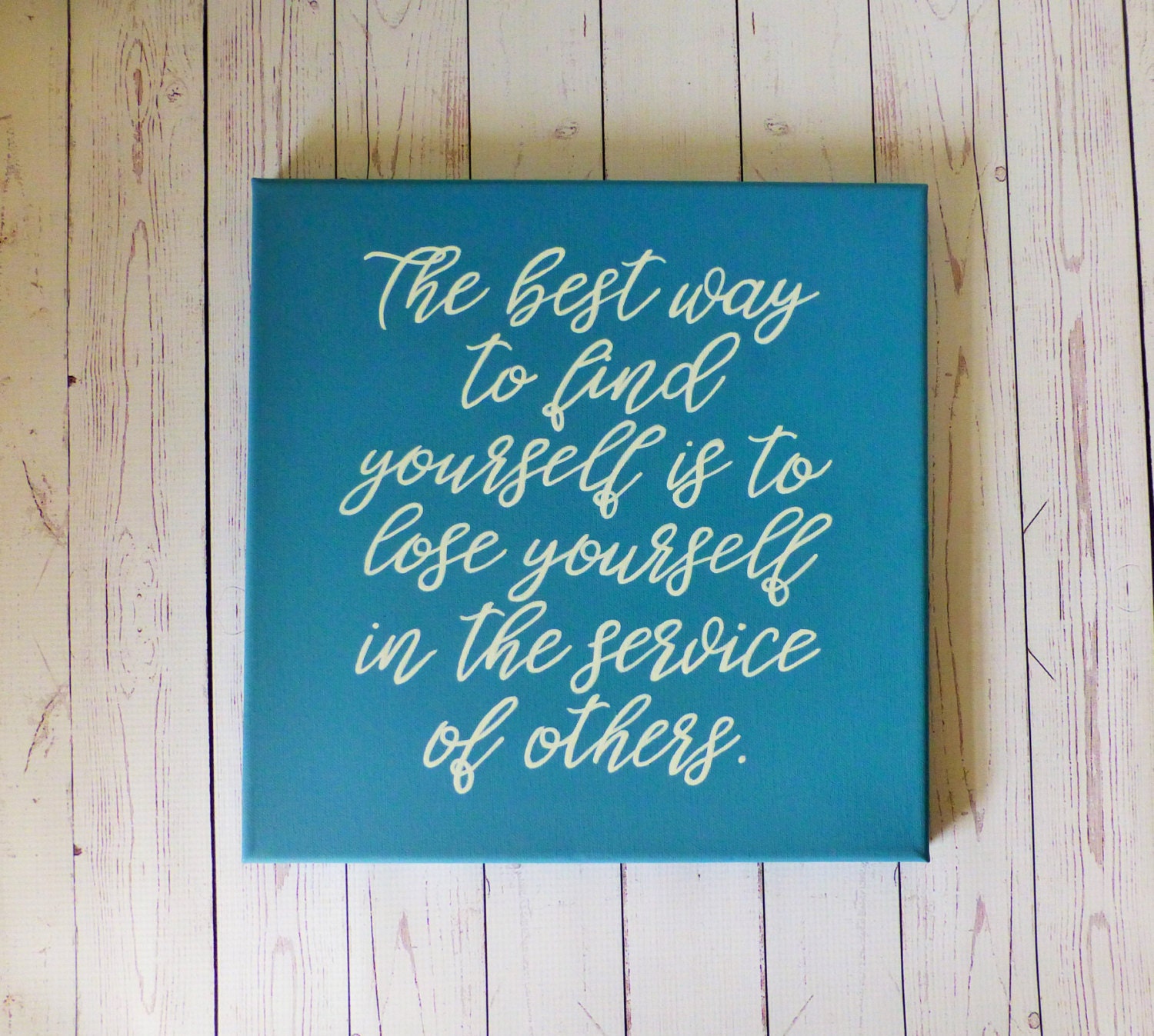 Calligraphy Canvas Quote Art Blue Decor by PicklesPaintingCo