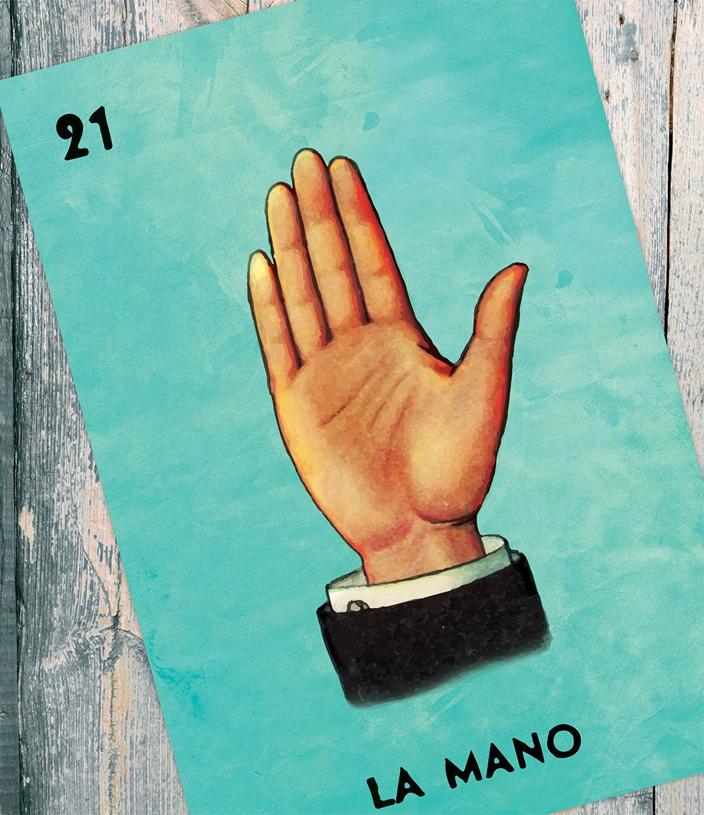 Loteria La Mano Mexican Retro Illustration Art Print Vintage