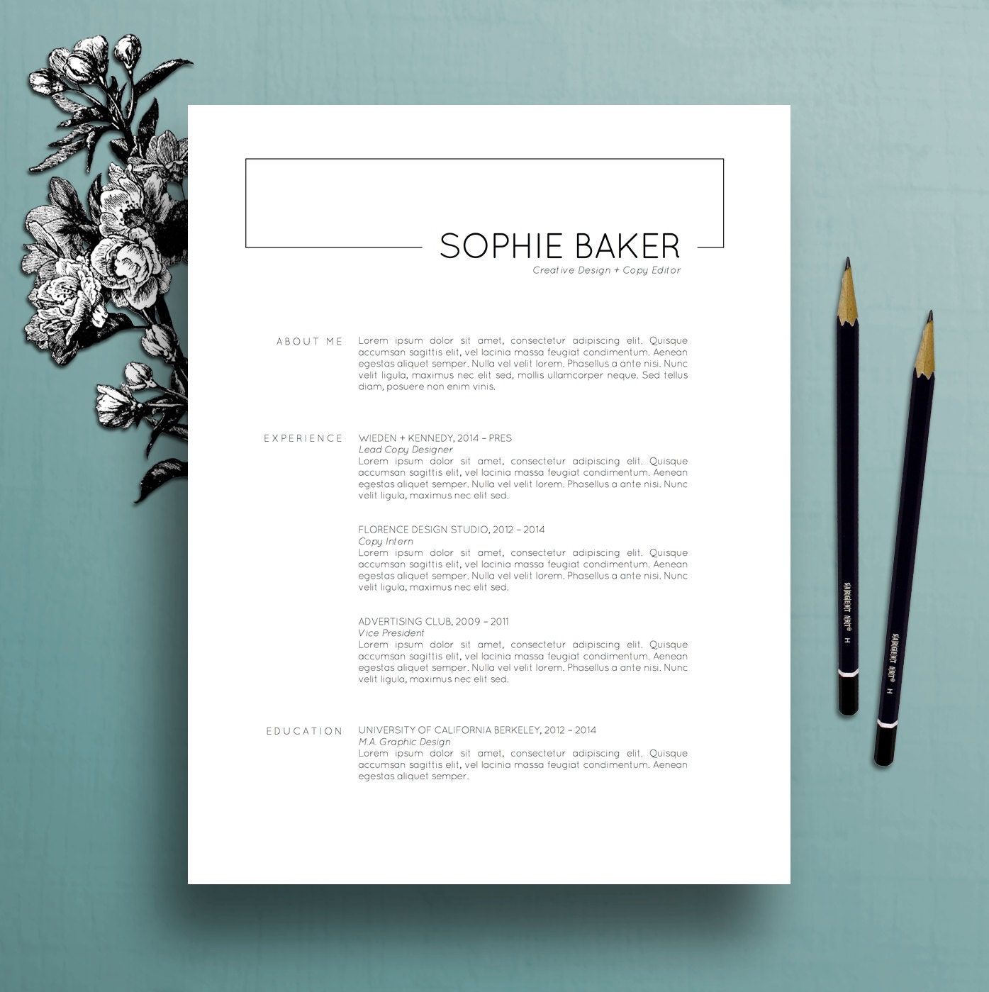 cv cover page template